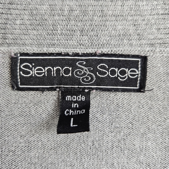 Sienna & Sage Womens Cardigan Gray White Sz Large - Picture 7 of 8
